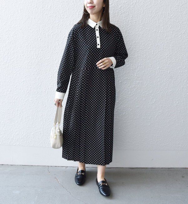 SHIPS any「SHIPS any:〈洗濯機可能〉ジョーゼット プリーツ バイカラー ワンピース」|ワンピース|