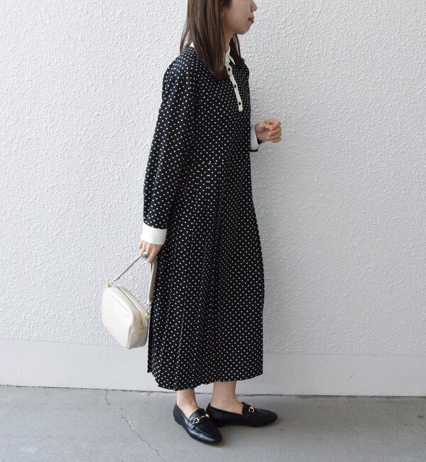 SHIPS any「SHIPS any:〈洗濯機可能〉ジョーゼット プリーツ バイカラー ワンピース」|ワンピース|