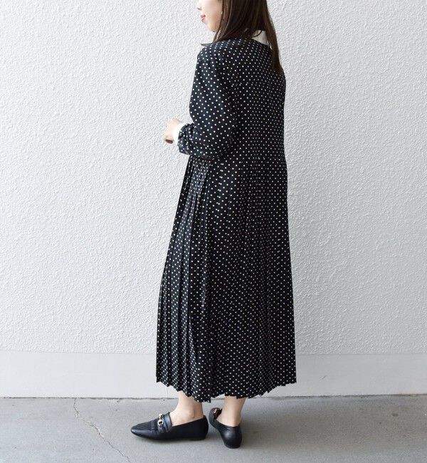 SHIPS any「SHIPS any:〈洗濯機可能〉ジョーゼット プリーツ バイカラー ワンピース」|ワンピース|