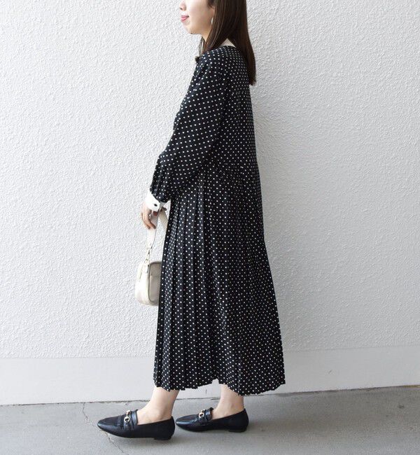 SHIPS any「SHIPS any:〈洗濯機可能〉ジョーゼット プリーツ バイカラー ワンピース」|ワンピース|