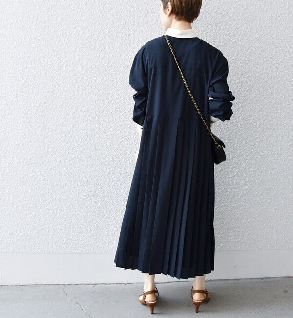 SHIPS any「SHIPS any:〈洗濯機可能〉ジョーゼット プリーツ バイカラー ワンピース」|ワンピース|