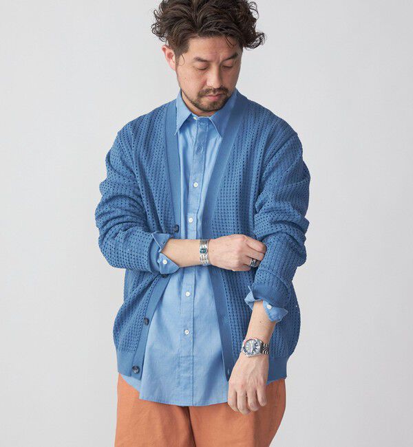 SHIPS「SHIPS:〈手洗い可能〉12ゲージ クロシェライク アイレット カーディガン」|カーディガン|