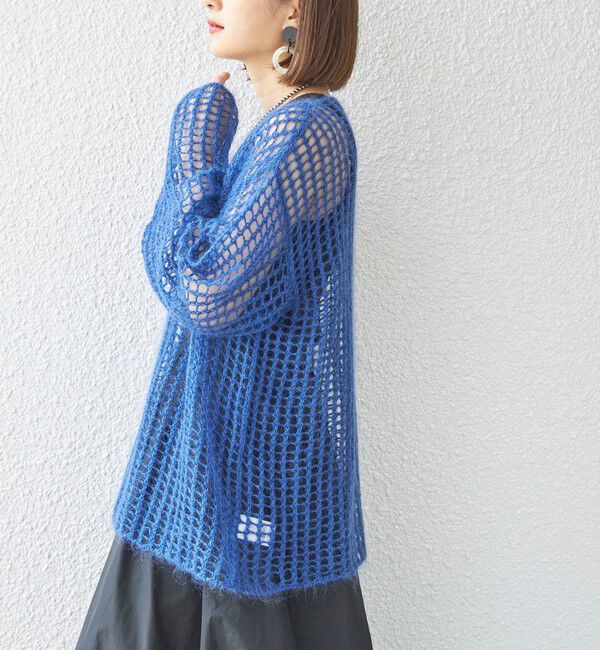 SHIPS for women「〈手洗い可能〉モヘヤ メッシュ プルオーバー◇」|ニット・セーター|ブルー