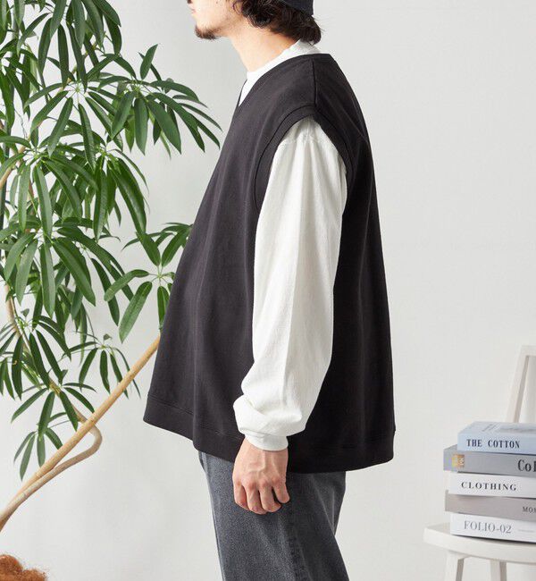 SHIPS any「SHIPS any: COTTON USA ガーメントダイ スウェット Vネック ベスト◇」|ベスト・ジレ|