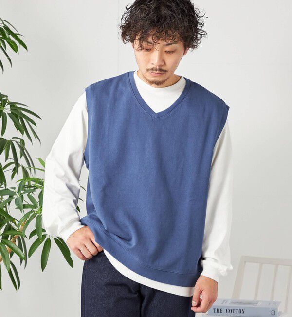 SHIPS any「SHIPS any: COTTON USA ガーメントダイ スウェット Vネック ベスト◇」|ベスト・ジレ|