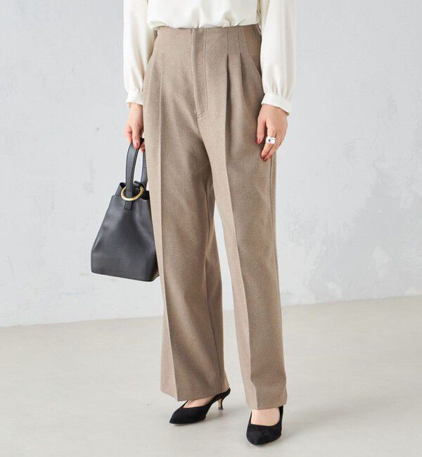 SHIPS for women「〈手洗い可能〉ウールライク ウエスト タック パンツ」|その他|