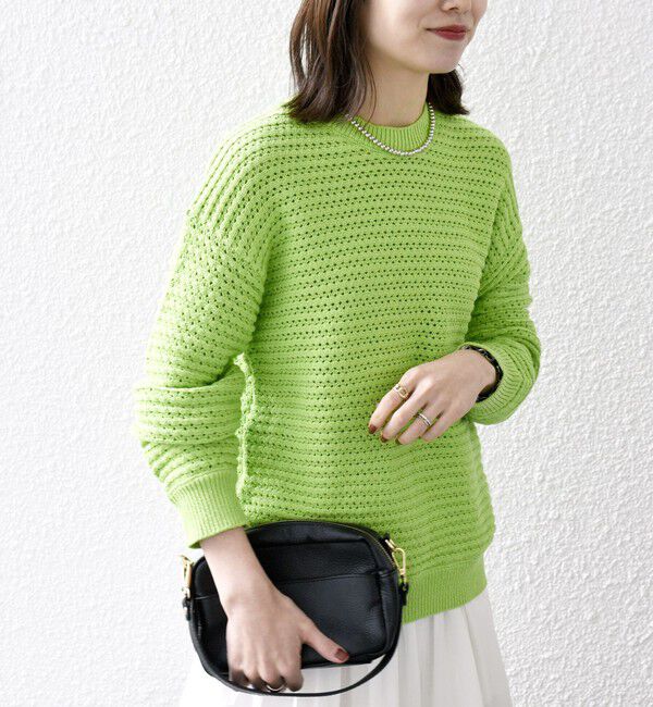 SHIPS any「SHIPS any: メッシュ ルーズ クルーネック ニット プルオーバー」|ニット・セーター|