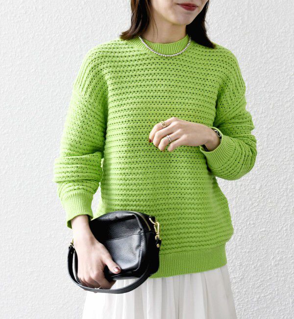 SHIPS any「SHIPS any: メッシュ ルーズ クルーネック ニット プルオーバー」|ニット・セーター|