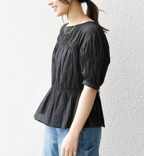 SHIPS any「SHIPS any:〈洗濯機可能〉コード リボン パフスリーブ ブラウス」|シャツ・ブラウス|