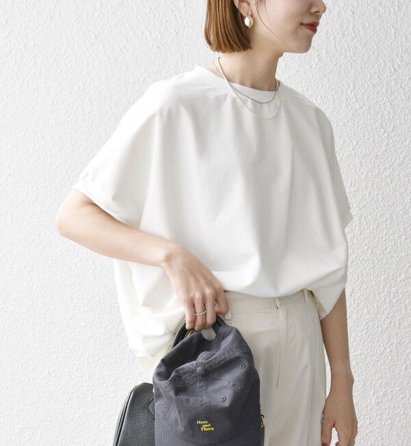 SHIPS any「《一部予約》【WEB限定】SHIPS any:〈洗濯機可能〉インレイ コクーン ショートスリーブ プルオーバー」|Tシャツ・カットソー|ホワイト