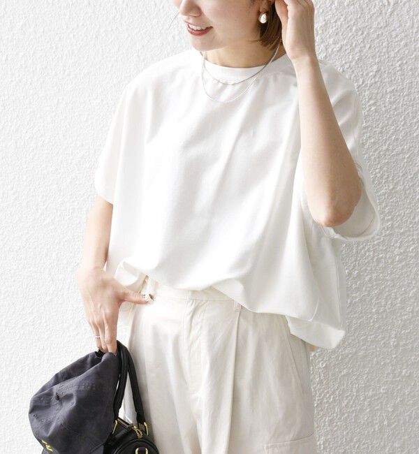 SHIPS any「《一部予約》【WEB限定】SHIPS any:〈洗濯機可能〉インレイ コクーン ショートスリーブ プルオーバー」|Tシャツ・カットソー|