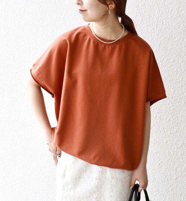 SHIPS any「《一部予約》【WEB限定】SHIPS any:〈洗濯機可能〉インレイ コクーン ショートスリーブ プルオーバー」|Tシャツ・カットソー|レンガ