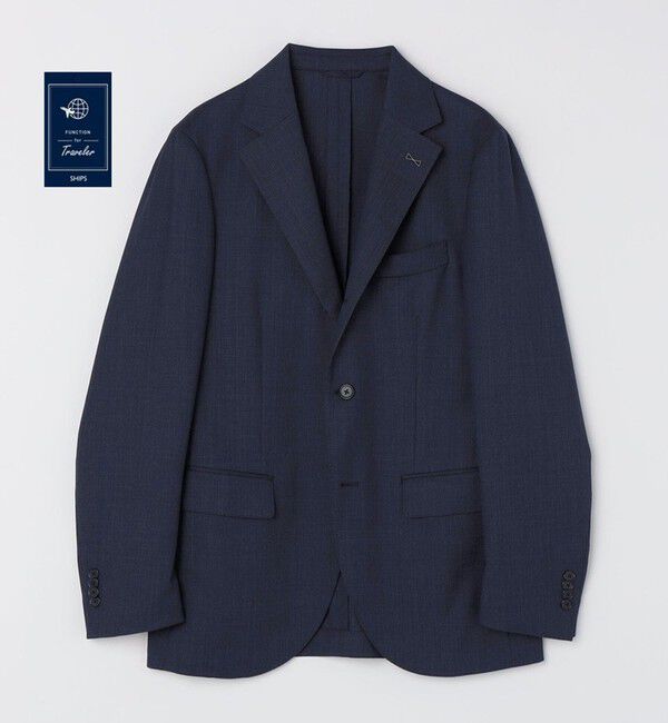 SHIPS「SHIPS:〈FUNCTION/洗濯機可能〉ウォッシャブル バーズアイ ジャケット(セットアップ対応)」|テーラードジャケット|ロイヤルブルー