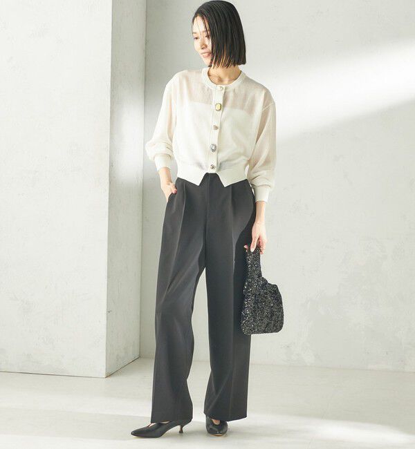 SHIPS for women「《一部追加予約》TORRAZZO DONNA:〈手洗い可能〉ビジュー シアー カーディガン」|カーディガン|