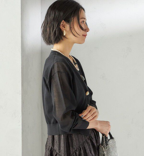 SHIPS for women「《一部追加予約》TORRAZZO DONNA:〈手洗い可能〉ビジュー シアー カーディガン」|カーディガン|