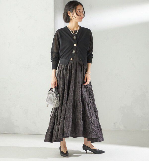 SHIPS for women「《一部追加予約》TORRAZZO DONNA:〈手洗い可能〉ビジュー シアー カーディガン」|カーディガン|