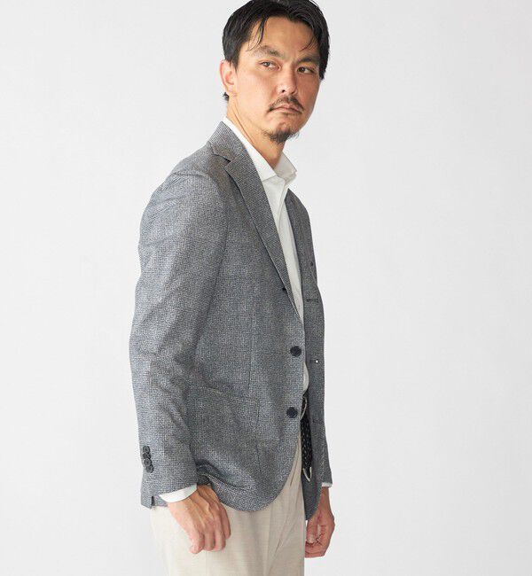 SHIPS「SHIPS: ジャージー ハウンドトゥース プリント ライト ジャケット」|テーラードジャケット|