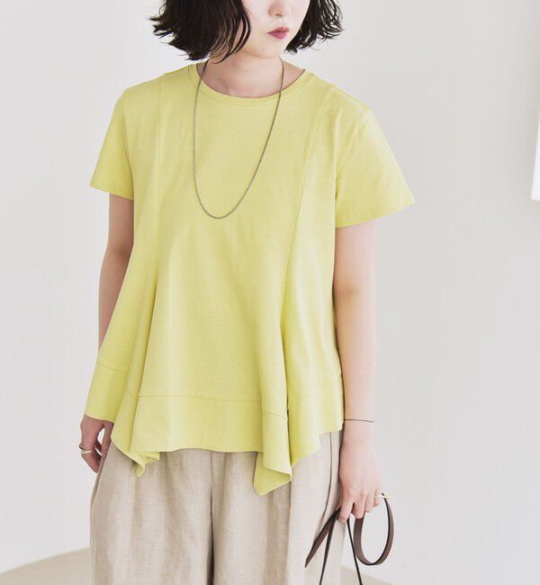 quaranciel「quaranciel:〈手洗い可能〉ハンカチーフヘム フレア クルーネック TEE」|Tシャツ・カットソー|