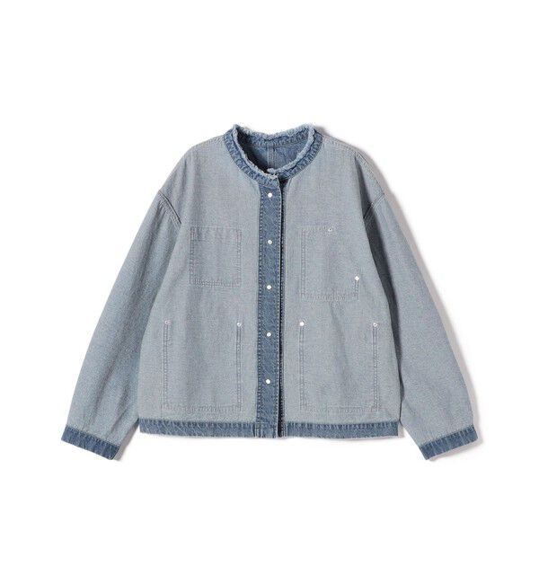 SHIPS for women「【WEB限定】〈洗濯機可能〉ノーカラー デニム カバー オール」|デニムジャケット|