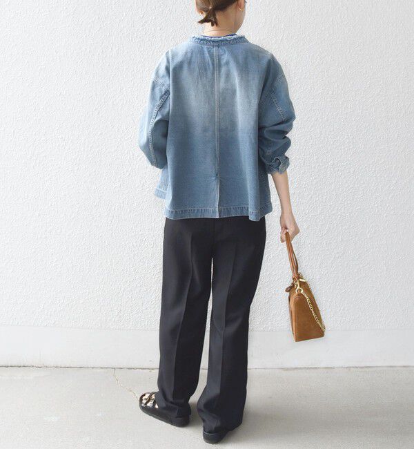 SHIPS for women「【WEB限定】〈洗濯機可能〉ノーカラー デニム カバー オール」|デニムジャケット|