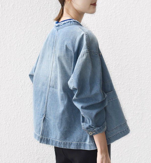 SHIPS for women「【WEB限定】〈洗濯機可能〉ノーカラー デニム カバー オール」|デニムジャケット|