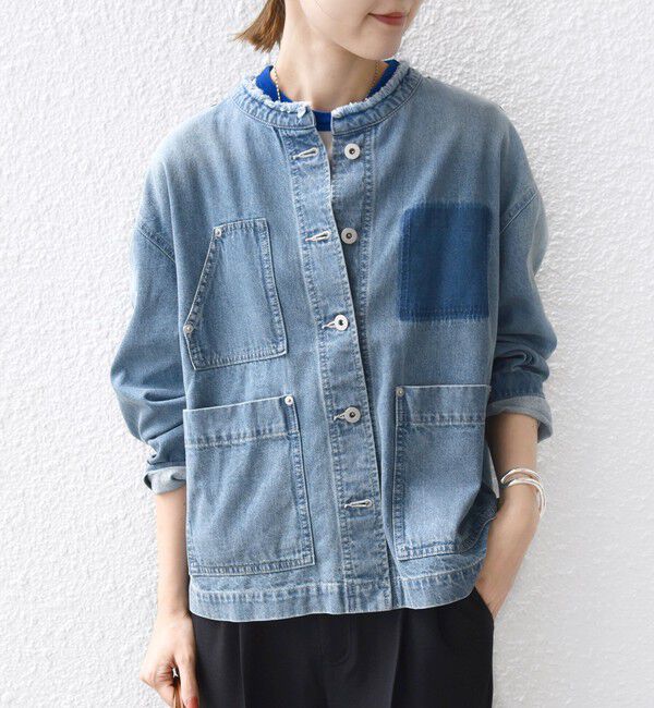 SHIPS for women「【WEB限定】〈洗濯機可能〉ノーカラー デニム カバー オール」|デニムジャケット|