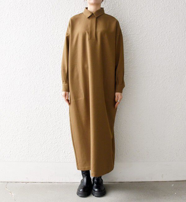 SHIPS any「SHIPS any:〈洗濯機可能〉サージ スキッパー シャツ ワンピース」|ワンピース|