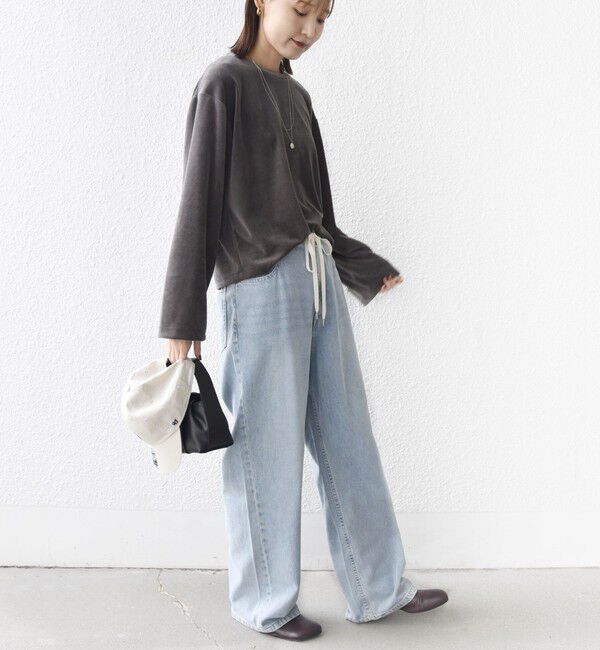 SHIPS for women「〈手洗い可能〉コットン ポリエステル ベロア ワイド スリーブ」|Tシャツ・カットソー|