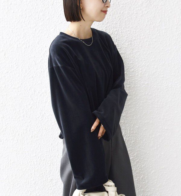 SHIPS for women「〈手洗い可能〉コットン ポリエステル ベロア ワイド スリーブ」|Tシャツ・カットソー|