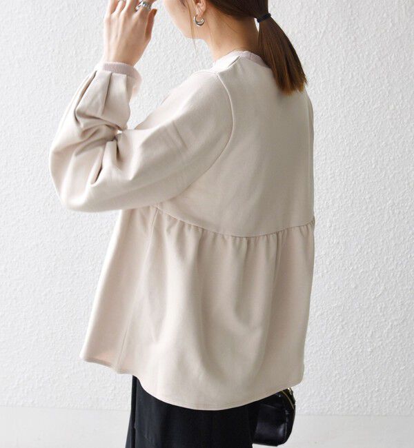 SHIPS any「SHIPS any:〈洗濯機可能〉裏毛 バイカラー ペプラム スウェット プルオーバー」|スウェット・ジャージ|