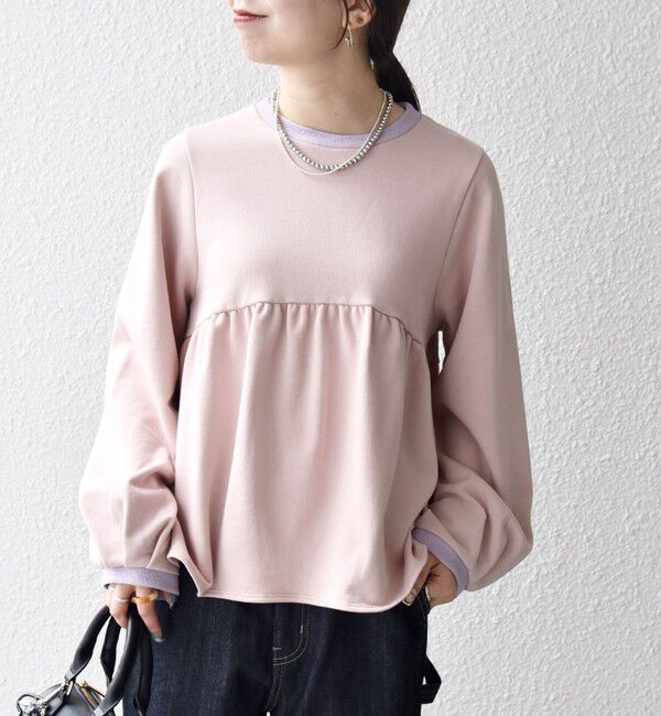 SHIPS any「SHIPS any:〈洗濯機可能〉裏毛 バイカラー ペプラム スウェット プルオーバー」|スウェット・ジャージ|