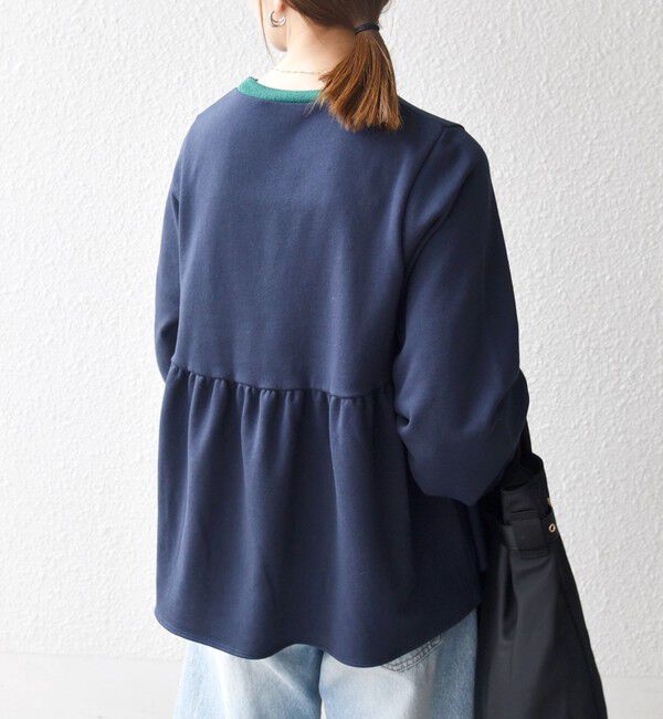 SHIPS any「SHIPS any:〈洗濯機可能〉裏毛 バイカラー ペプラム スウェット プルオーバー」|スウェット・ジャージ|