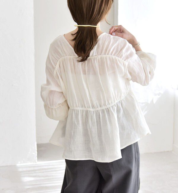 quaranciel「quaranciel:〈手洗い可能〉ラミー ギャザー リボン ティアード ブラウス」|シャツ・ブラウス|