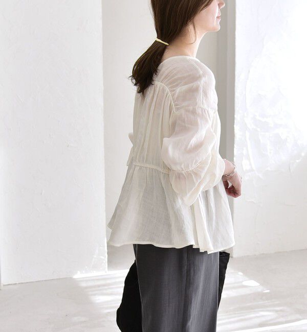 quaranciel「quaranciel:〈手洗い可能〉ラミー ギャザー リボン ティアード ブラウス」|シャツ・ブラウス|
