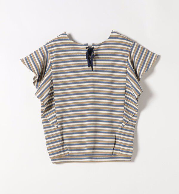 quaranciel「《予約》quaranciel:〈洗濯機可能〉マルチボーダー ラッフル コクーン プルオーバー」|Tシャツ・カットソー|