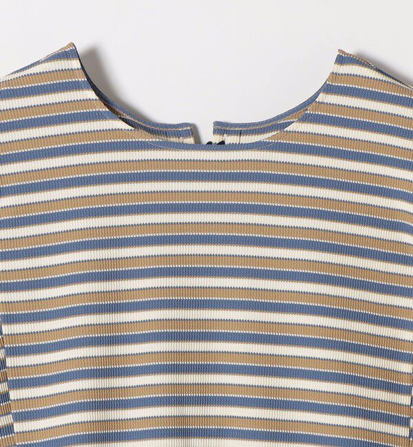 quaranciel「《予約》quaranciel:〈洗濯機可能〉マルチボーダー ラッフル コクーン プルオーバー」|Tシャツ・カットソー|