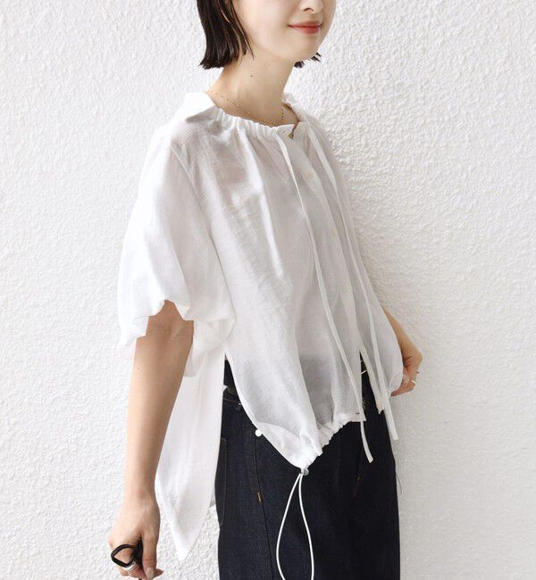 SHIPS for women「《予約》【WEB限定】〈手洗い可能〉バルーン スリーブ 裾 ドロスト ブラウス」|シャツ・ブラウス|