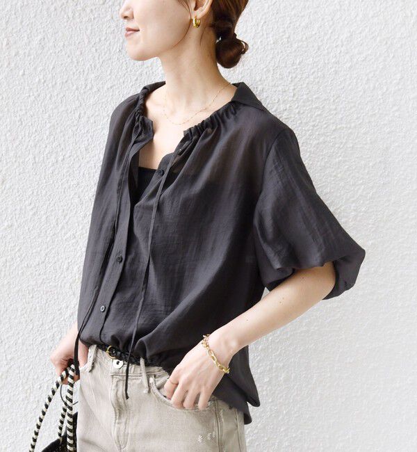 SHIPS for women「《予約》【WEB限定】〈手洗い可能〉バルーン スリーブ 裾 ドロスト ブラウス」|シャツ・ブラウス|