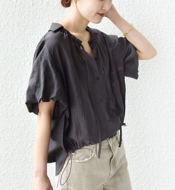 SHIPS for women「《予約》【WEB限定】〈手洗い可能〉バルーン スリーブ 裾 ドロスト ブラウス」|シャツ・ブラウス|