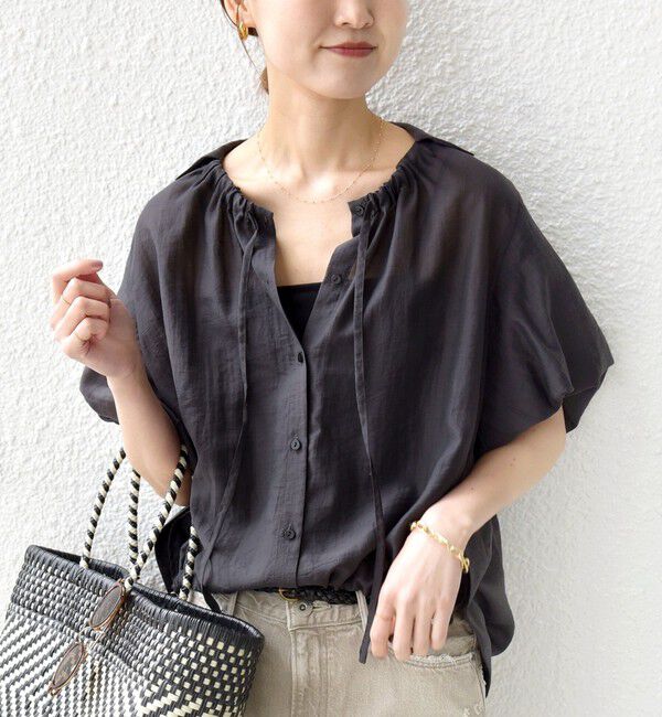 SHIPS for women「《予約》【WEB限定】〈手洗い可能〉バルーン スリーブ 裾 ドロスト ブラウス」|シャツ・ブラウス|