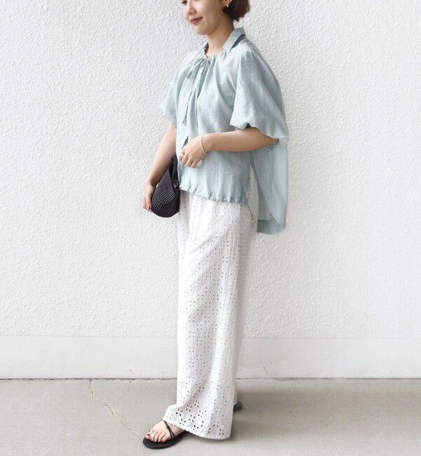 SHIPS for women「《予約》【WEB限定】〈手洗い可能〉バルーン スリーブ 裾 ドロスト ブラウス」|シャツ・ブラウス|