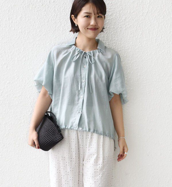 SHIPS for women「《予約》【WEB限定】〈手洗い可能〉バルーン スリーブ 裾 ドロスト ブラウス」|シャツ・ブラウス|