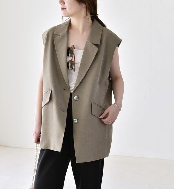quaranciel「《予約》quaranciel: リネン ミックス テーラード オーバー ジレ」|ベスト・ジレ|