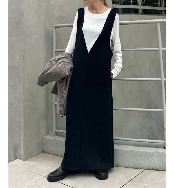 OUTDOOR PRODUCTS Usual Things「追加3ダンボールニット2WAYジャンスカ」|ワンピース|ブラック