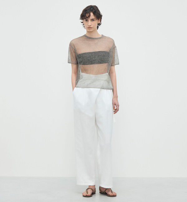 BACCA「【WEB先行予約】オーロラフィルム リネンハーフスリーブニット」|ニット・セーター|