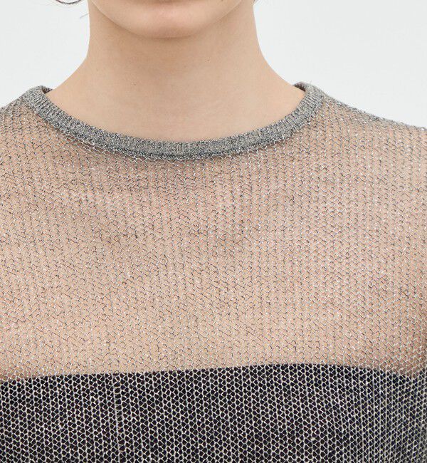 BACCA「【WEB先行予約】オーロラフィルム リネンハーフスリーブニット」|ニット・セーター|