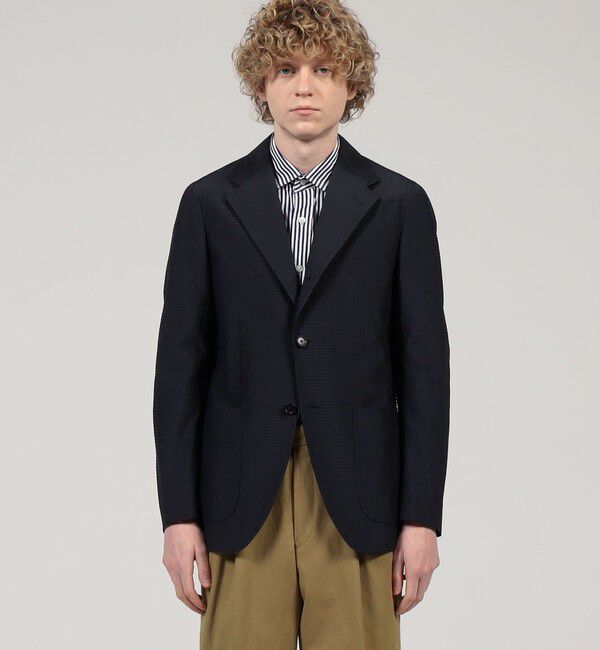 TOMORROWLAND MENS「シルクコットンシアサッカー シングルブレステッド3Bジャケット」|テーラードジャケット|