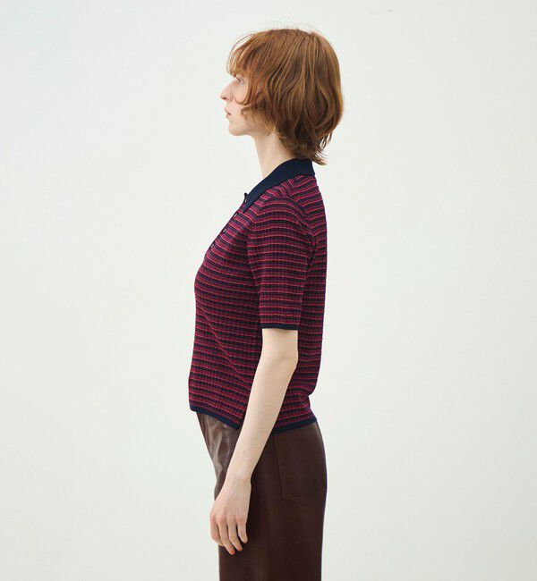 MACPHEE「コットンナイロンチェック ポロカラープルオーバー」|ポロシャツ|