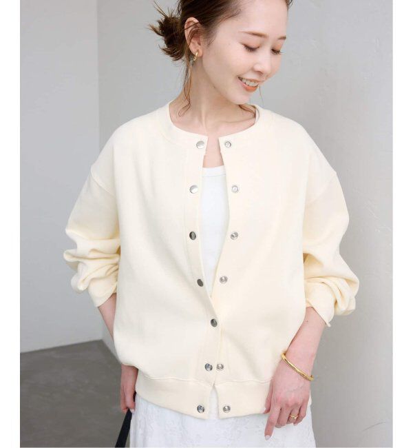 SLOBE IENA「《WEB・一部店舗限定/追加4》ダブルフェイスジャージースナップカーディガン」|カーディガン|