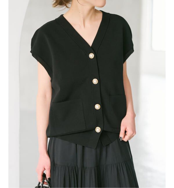 Spick and Span「《一部店舗+WEB限定予約》パールボタンウォッシャブルニットベスト」|ニット・セーター|